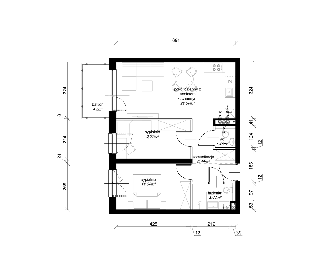 Plan mieszkania C.1.14.2a