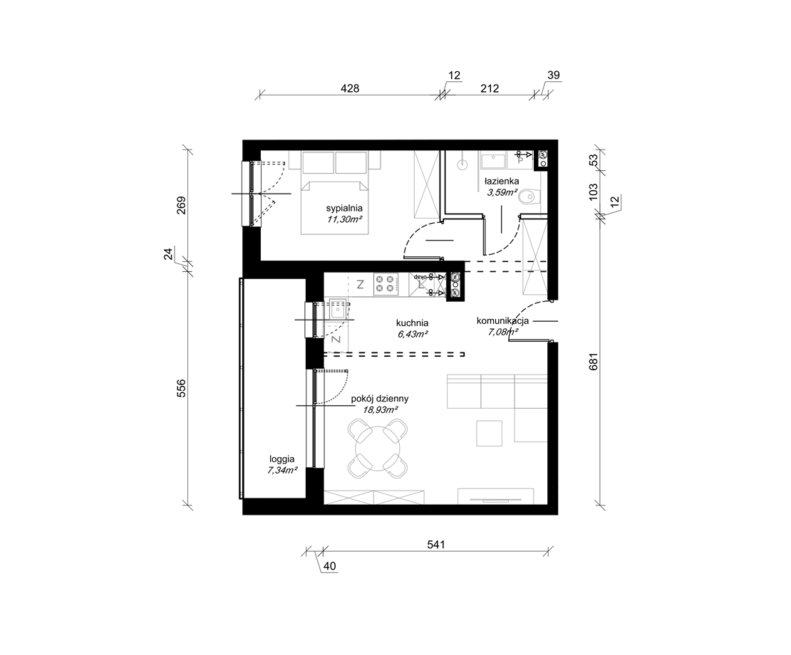 Plan mieszkania C.1.13.2k