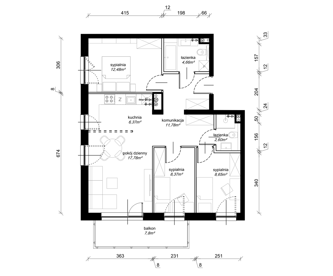 Plan mieszkania C.1.15.4k
